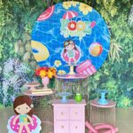 Três cilindros rosa telado + mini cômoda +R$ 30,00