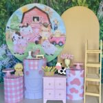 Três cilindros + mini cômoda rosa + romano bege + escadinha +R$ 105,00